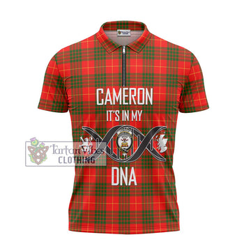 Cameron Modern Tartan Zipper Polo Shirt with Family Crest DNA In Me Style