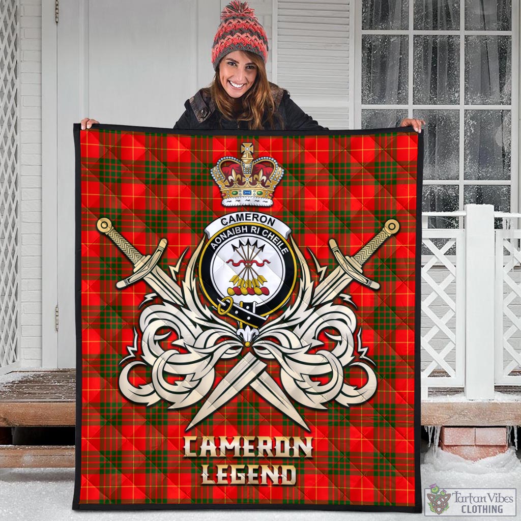 Tartan Vibes Clothing Cameron Modern Tartan Quilt with Clan Crest and the Golden Sword of Courageous Legacy