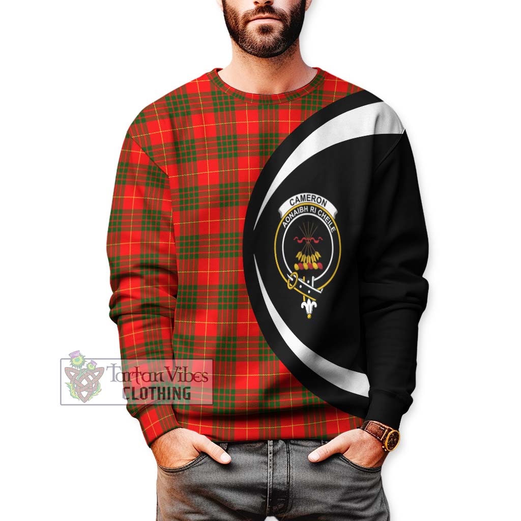 Cameron Modern Tartan Sweatshirt with Family Crest Circle Style - Tartan Vibes Clothing