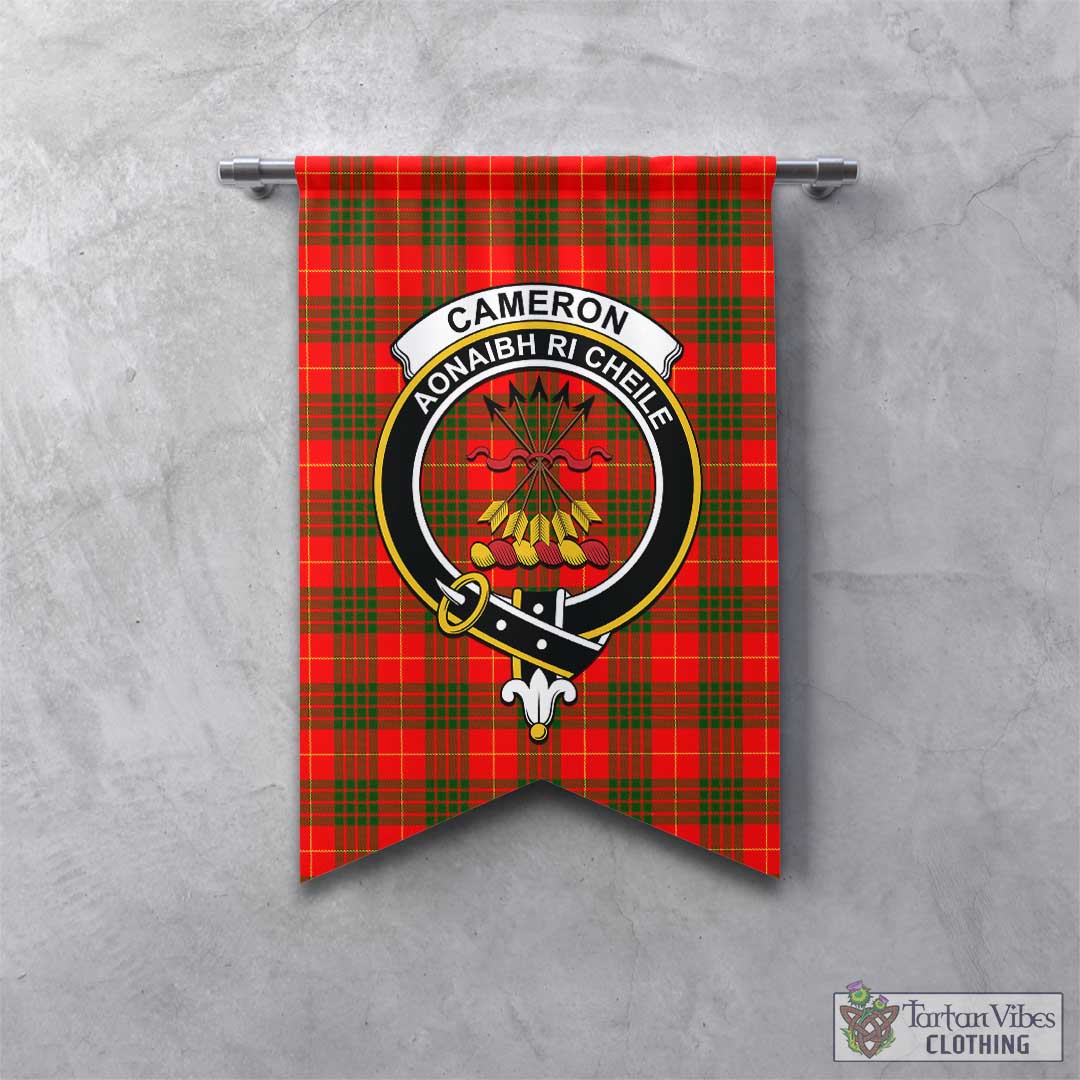 Tartan Vibes Clothing Cameron Modern Tartan Gonfalon, Tartan Banner with Family Crest