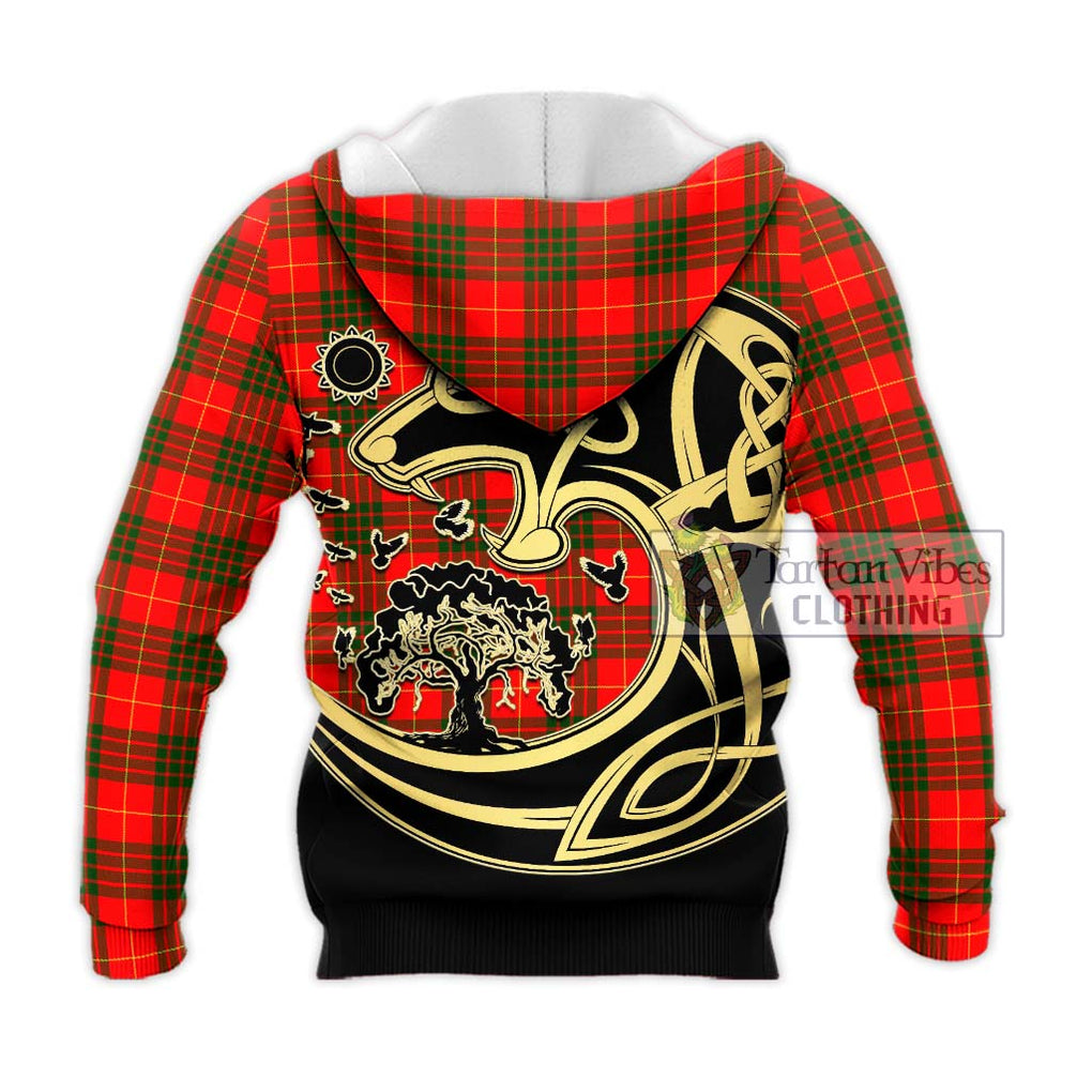 Cameron Modern Tartan Knitted Hoodie with Family Crest Celtic Wolf Style - Tartan Vibes Clothing