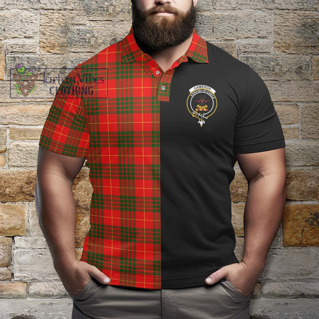 Cameron Modern Tartan Polo Shirt with Family Crest and Half Of Me Style - Tartanvibesclothing Shop