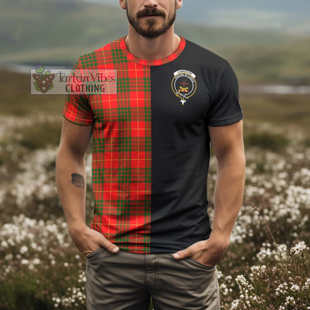 Cameron Modern Tartan T-Shirt with Family Crest and Half Of Me Style - Tartanvibesclothing Shop