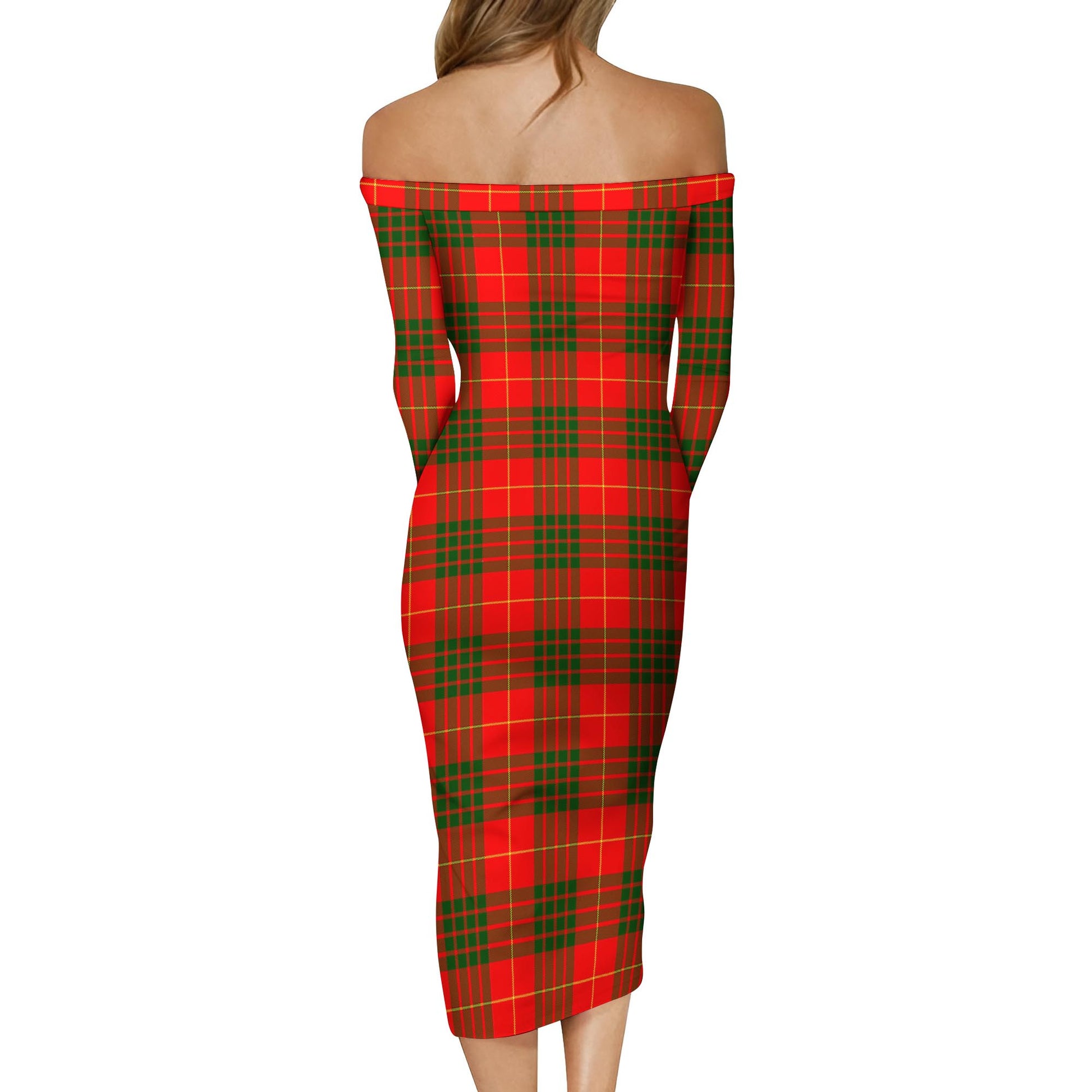 Cameron Modern Tartan Off Shoulder Lady Dress - Tartanvibesclothing