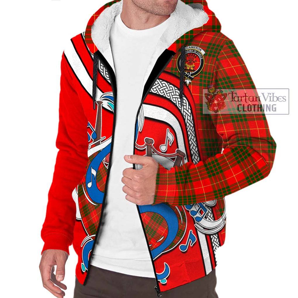 Cameron Modern Tartan Sherpa Hoodie with Epic Bagpipe Style Unisex - Tartanvibesclothing Shop