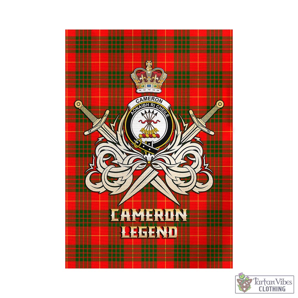 Tartan Vibes Clothing Cameron Modern Tartan Flag with Clan Crest and the Golden Sword of Courageous Legacy