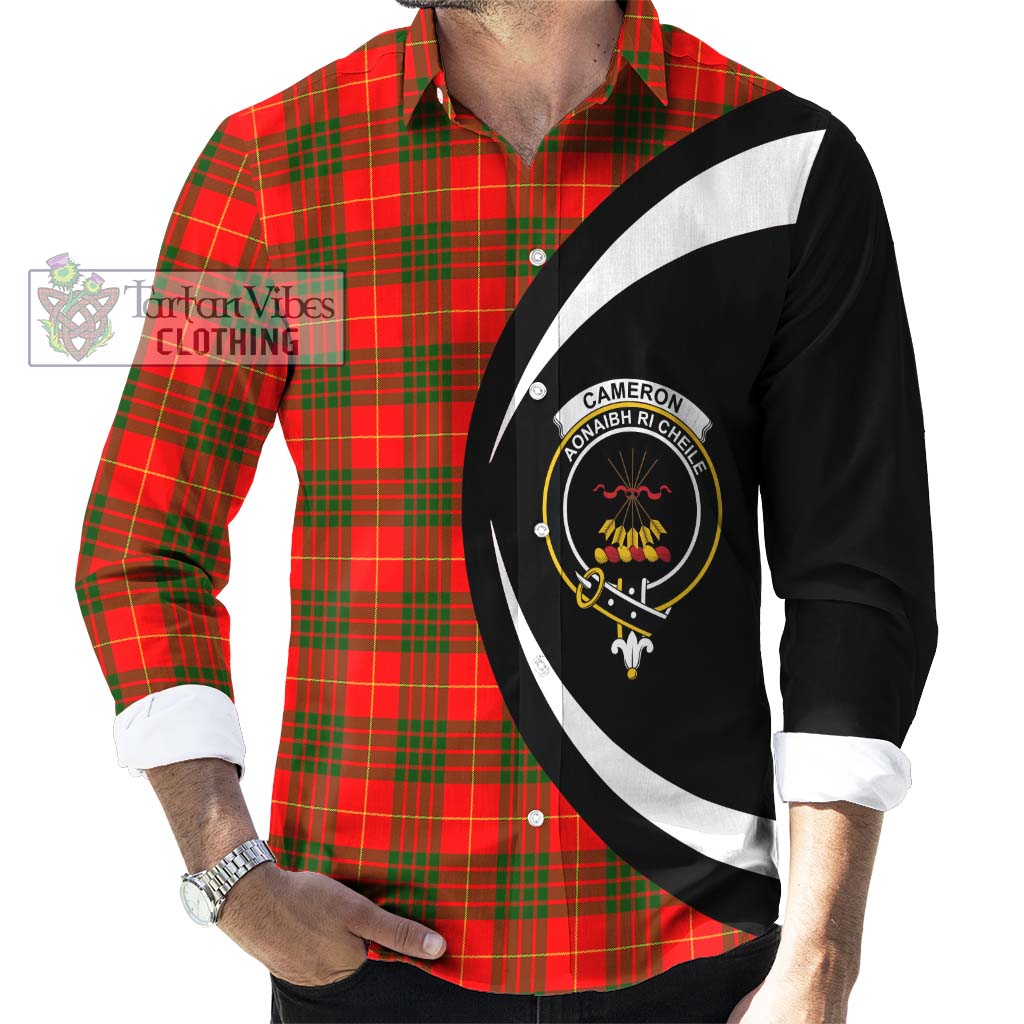 Cameron Modern Tartan Long Sleeve Button Up with Family Crest Circle Style - Tartan Vibes Clothing