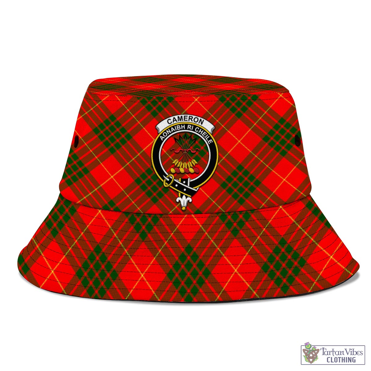 Tartan Vibes Clothing Cameron Modern Tartan Bucket Hat with Family Crest