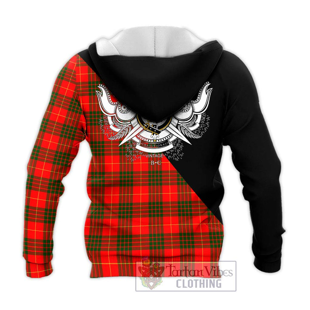 Cameron Modern Tartan Knitted Hoodie with Family Crest and Military Logo Style - Tartanvibesclothing Shop