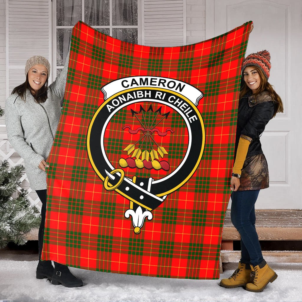 Cameron Modern Tartan Blanket with Family Crest - Tartan Vibes Clothing