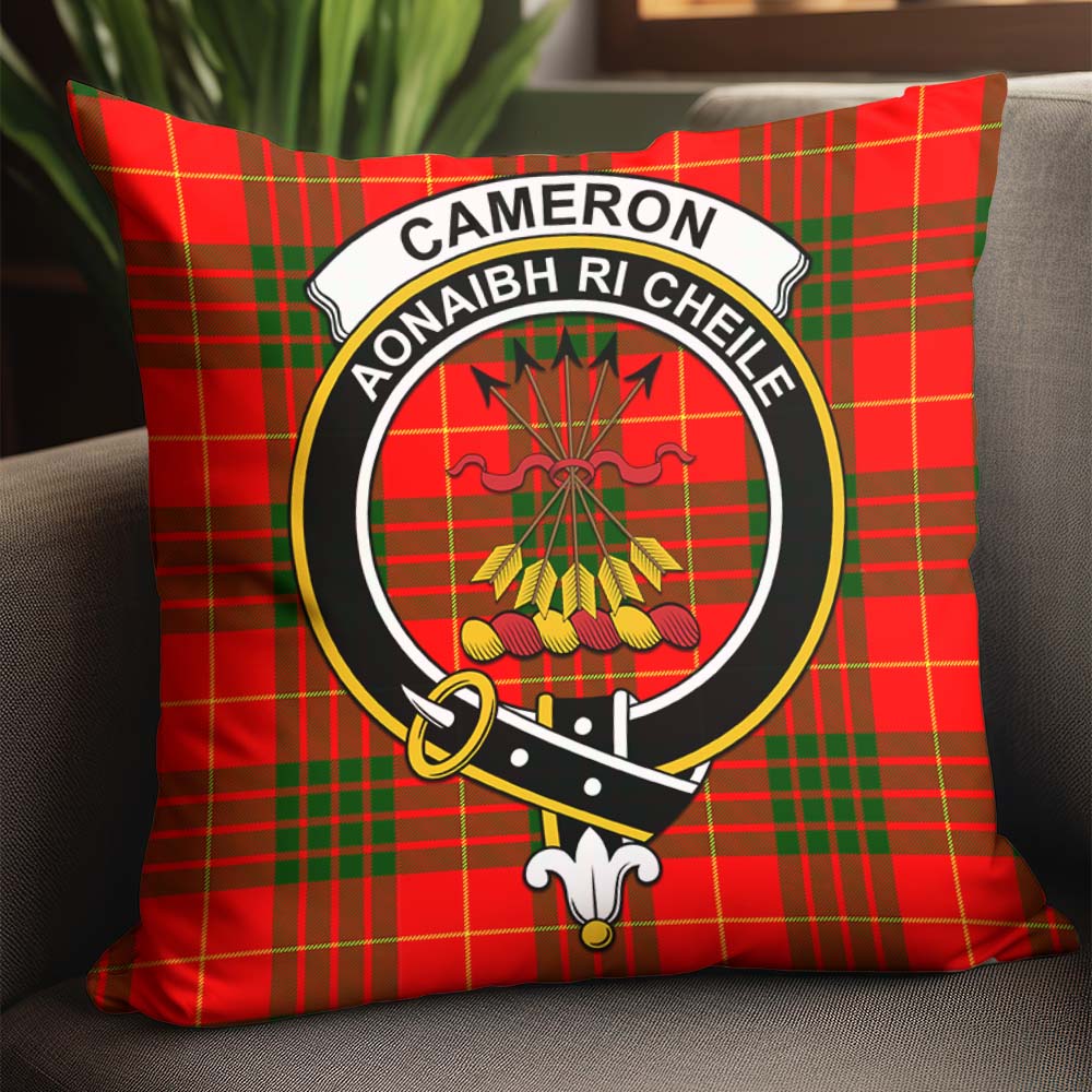 Cameron Modern Tartan Pillow Cover with Family Crest - Tartanvibesclothing