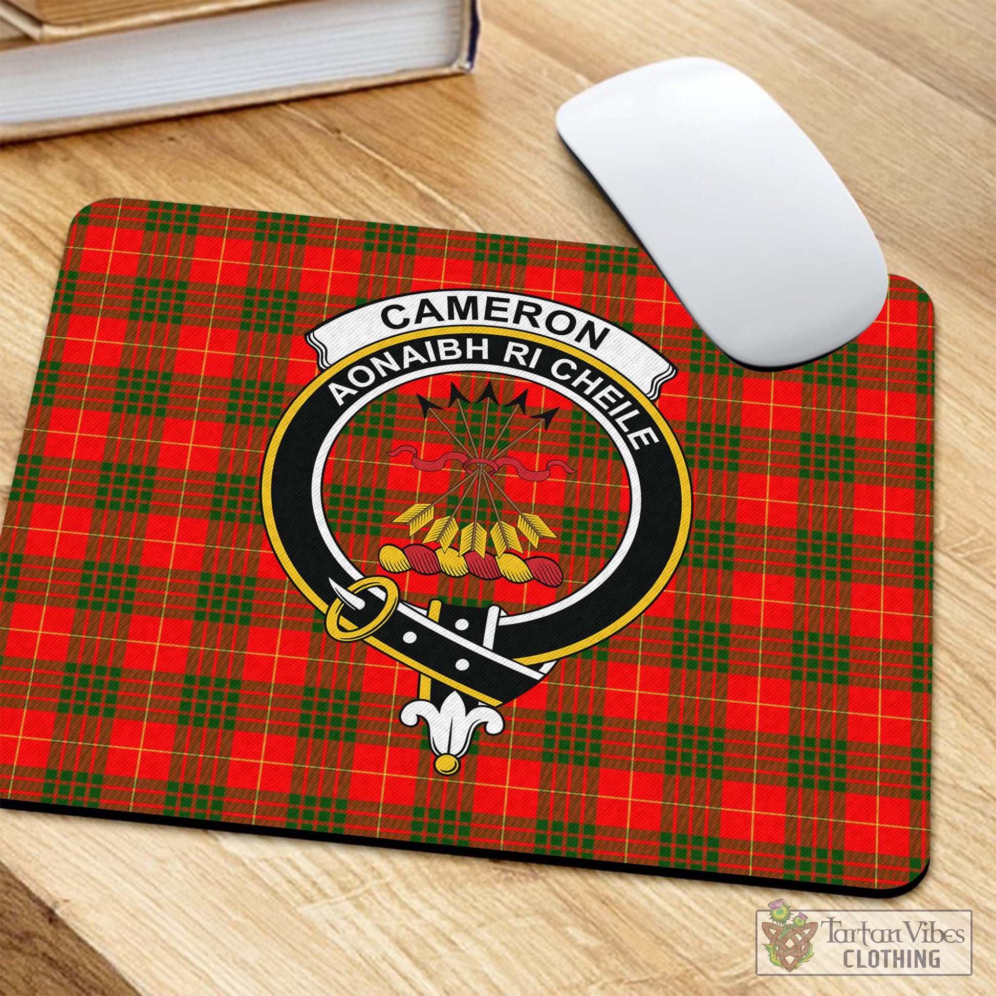 Tartan Vibes Clothing Cameron Modern Tartan Mouse Pad with Family Crest