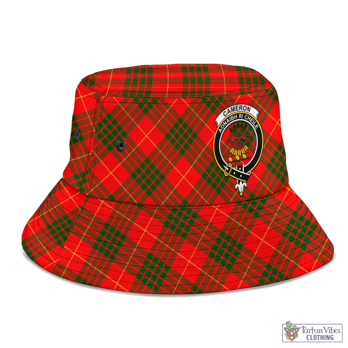 Tartan Vibes Clothing Cameron Modern Tartan Bucket Hat with Family Crest