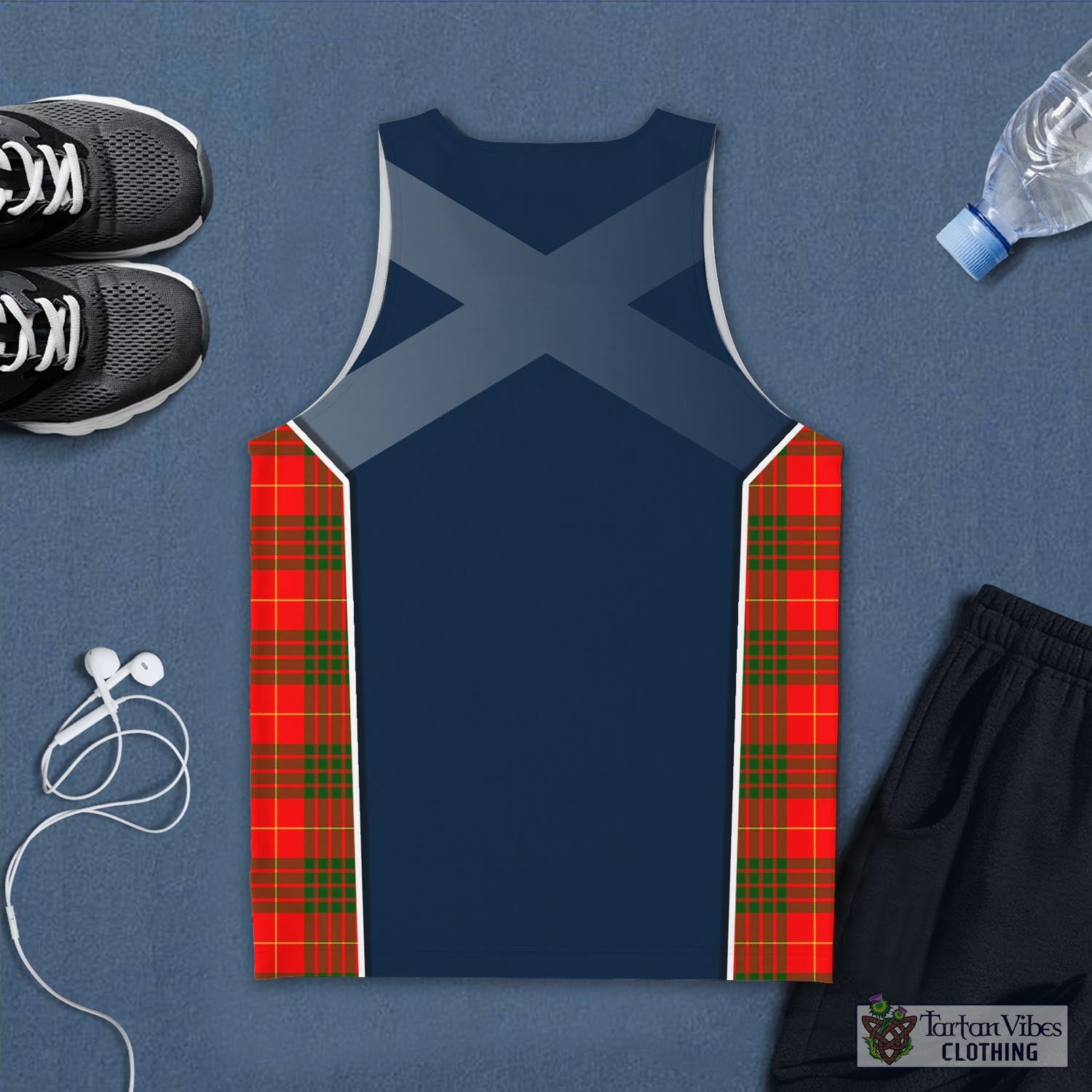 Tartan Vibes Clothing Cameron Modern Tartan Men's Tanks Top with Family Crest and Scottish Thistle Vibes Sport Style