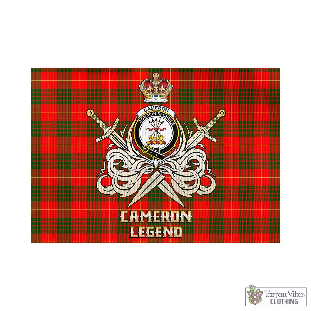 Tartan Vibes Clothing Cameron Modern Tartan Flag with Clan Crest and the Golden Sword of Courageous Legacy