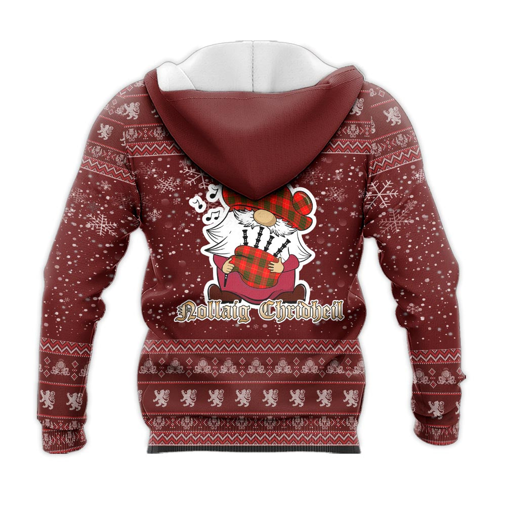 Cameron Modern Clan Christmas Knitted Hoodie with Funny Gnome Playing Bagpipes - Tartanvibesclothing