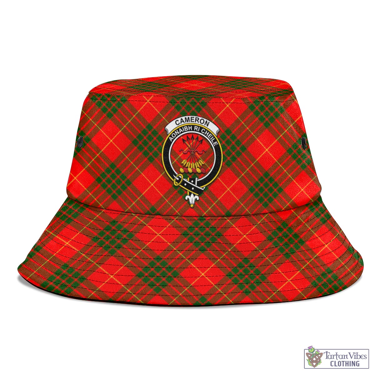 Tartan Vibes Clothing Cameron Modern Tartan Bucket Hat with Family Crest