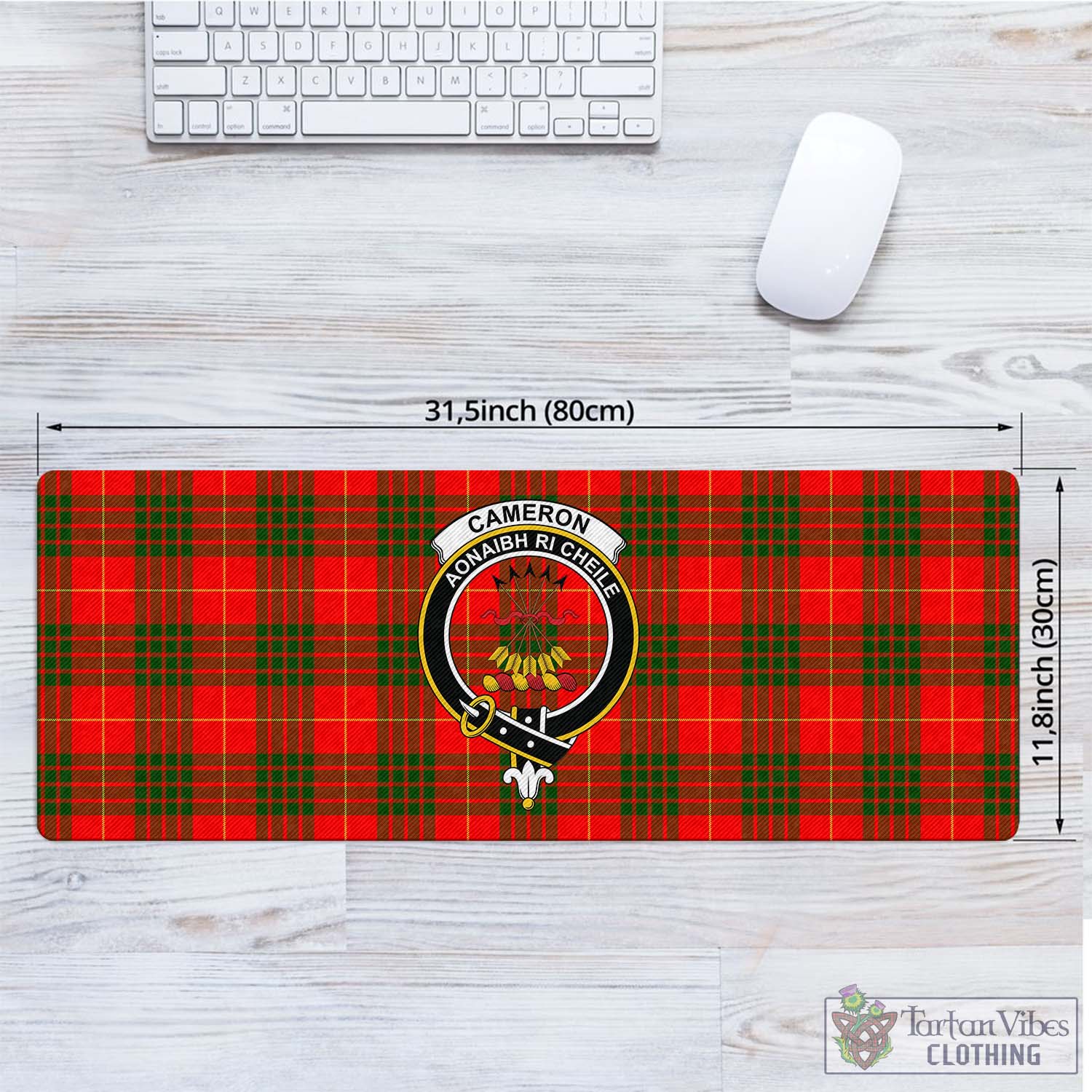 Tartan Vibes Clothing Cameron Modern Tartan Mouse Pad with Family Crest