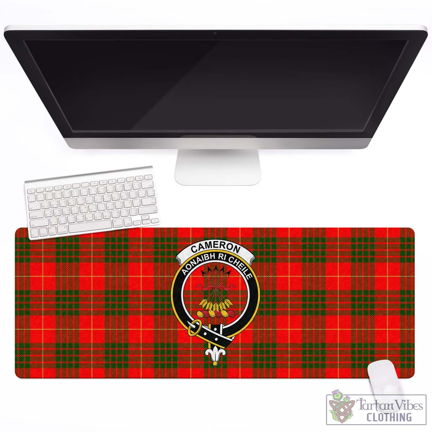 Tartan Vibes Clothing Cameron Modern Tartan Mouse Pad with Family Crest