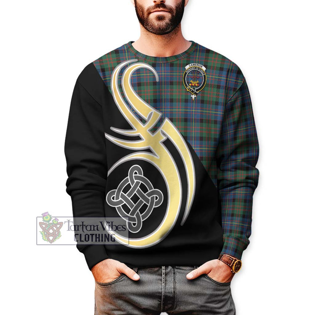 Cameron of Erracht Ancient Tartan Sweatshirt with Family Crest and Celtic Symbol Style Unisex - Tartan Vibes Clothing