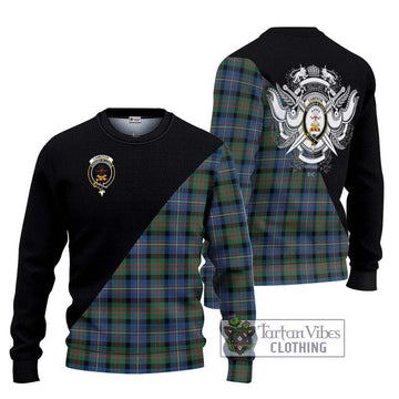 Cameron of Erracht Ancient Tartan Ugly Sweater with Family Crest and Military Logo Style