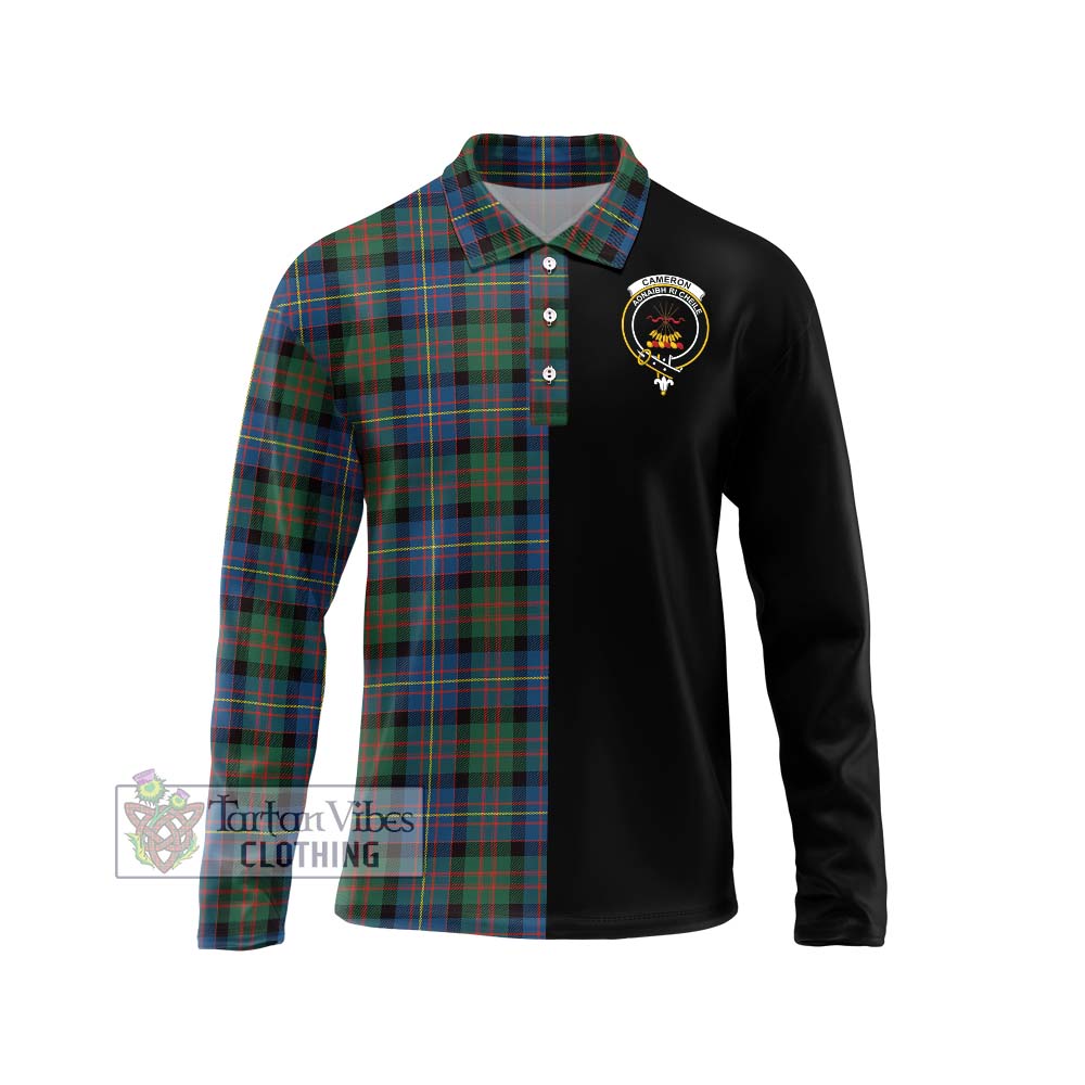 Cameron of Erracht Ancient Tartan Long Sleeve Polo Shirt with Family Crest and Half Of Me Style Unisex - Tartanvibesclothing Shop