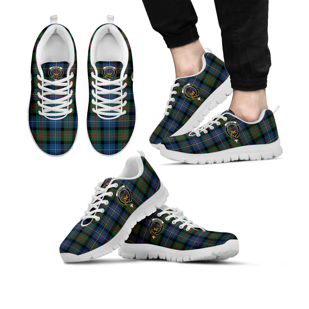 Cameron of Erracht Ancient Tartan Sneakers with Family Crest Kid's Sneakers - Tartan Vibes Clothing