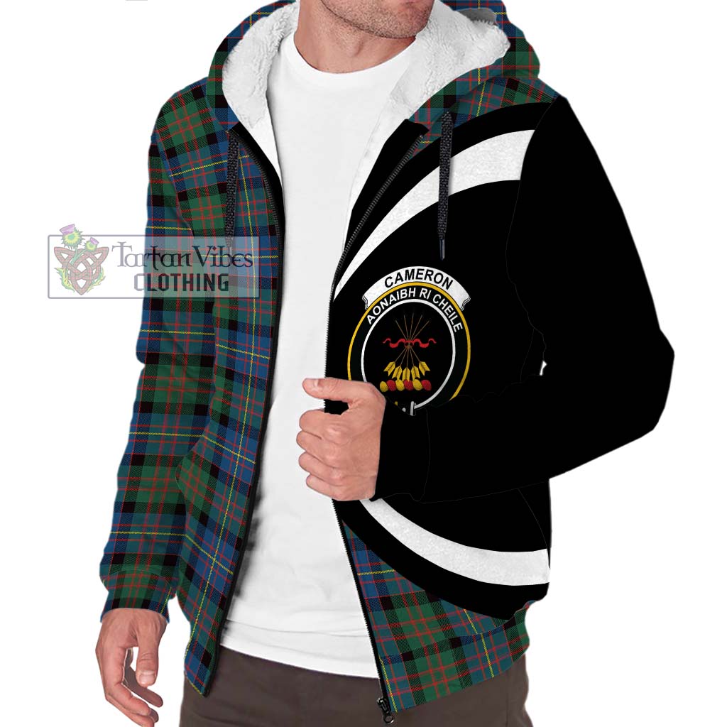 Cameron of Erracht Ancient Tartan Sherpa Hoodie with Family Crest Circle Style Unisex S - Tartan Vibes Clothing