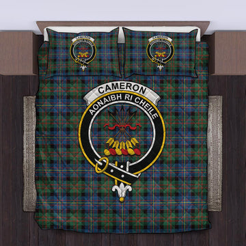 Cameron of Erracht Ancient Tartan Quilt Bed Set with Family Crest