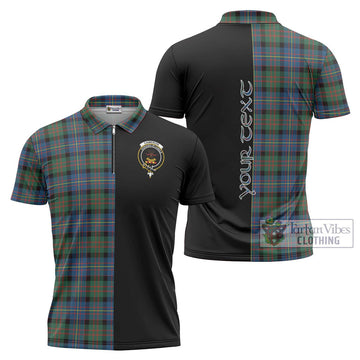 Cameron of Erracht Ancient Tartan Zipper Polo Shirt with Family Crest and Half Of Me Style