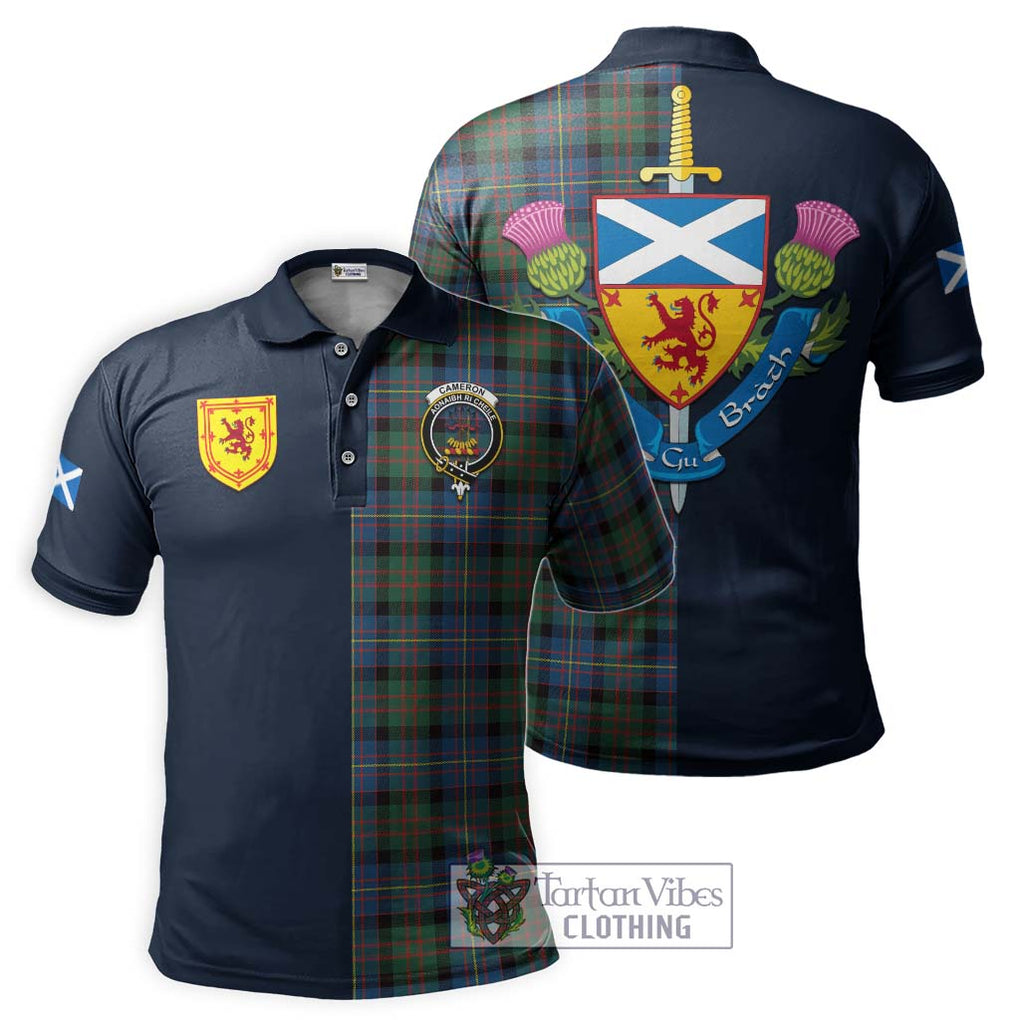 Tartan Vibes Clothing Cameron of Erracht Ancient Tartan Polo Shirt with Scottish Lion Royal Arm Half Style