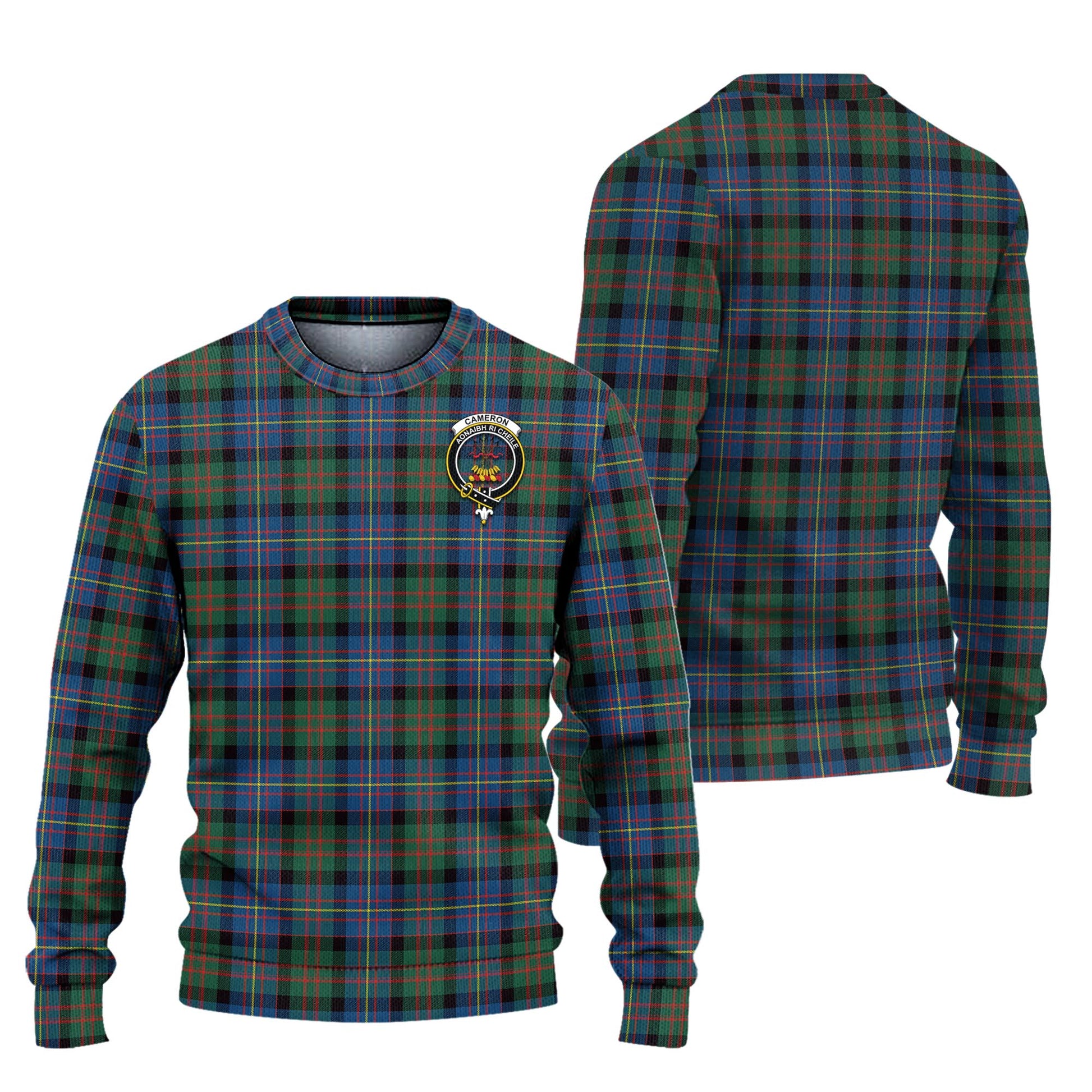 Cameron of Erracht Ancient Tartan Knitted Sweater with Family Crest Unisex - Tartanvibesclothing