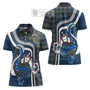 Cameron of Erracht Ancient Tartan Women's Polo Shirt with Epic Bagpipe Style