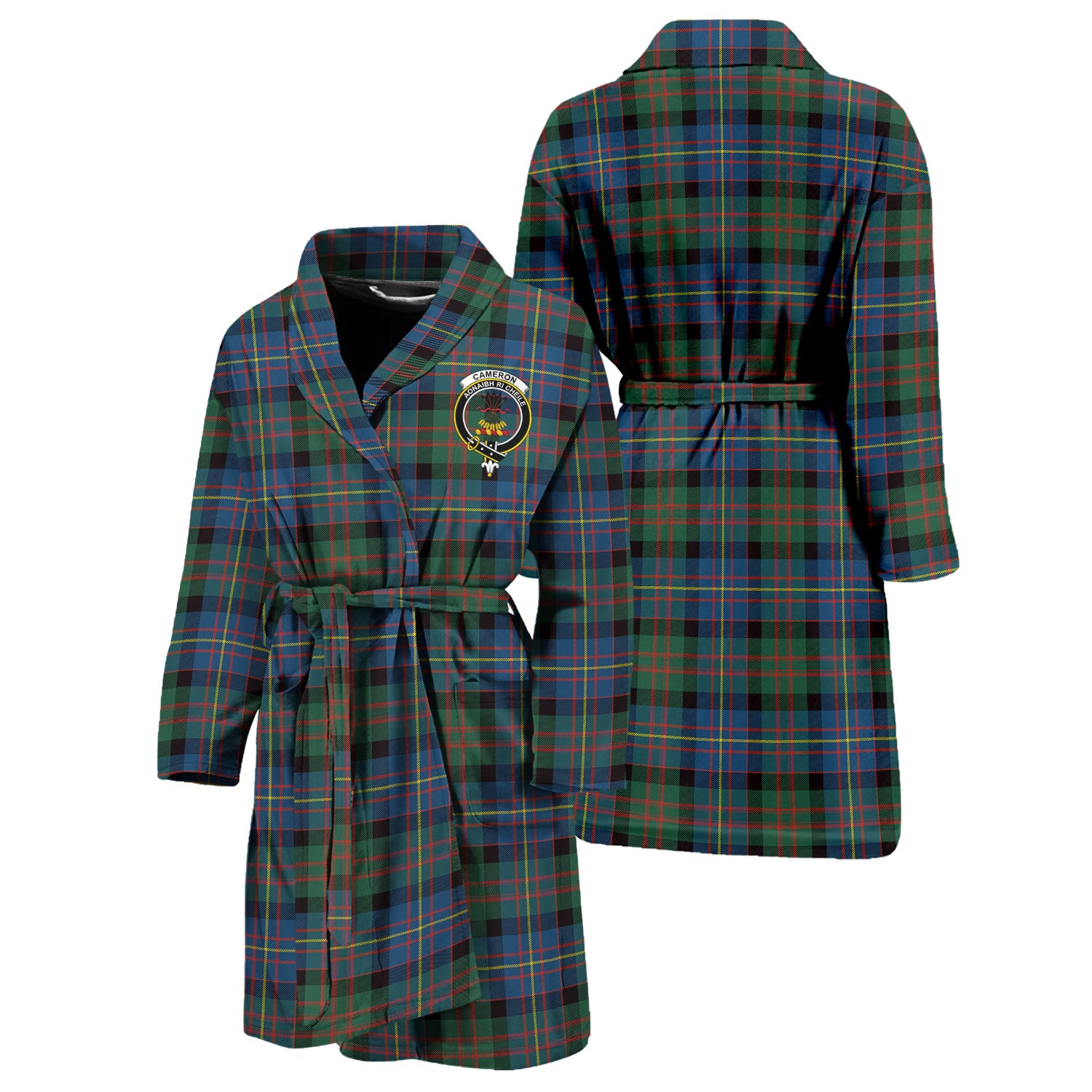 Cameron of Erracht Ancient Tartan Bathrobe with Family Crest Unisex S - Tartan Vibes Clothing