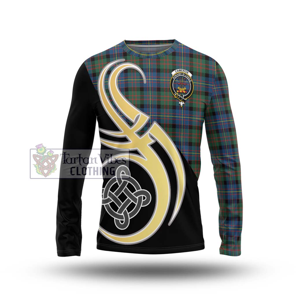 Cameron of Erracht Ancient Tartan Long Sleeve T-Shirt with Family Crest and Celtic Symbol Style Unisex - Tartan Vibes Clothing