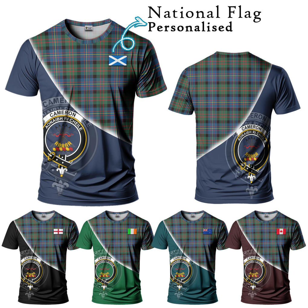 Cameron of Erracht Ancient Tartan T-Shirt with Personalised National Flag and Family Crest Half Style Kid's Shirt - Tartanvibesclothing Shop