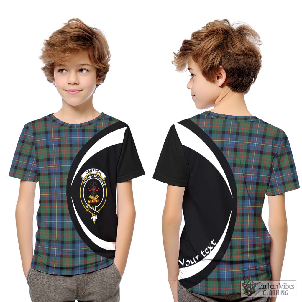 Cameron of Erracht Ancient Tartan Kid T-Shirt with Family Crest Circle Style Youth XL Size14 - Tartan Vibes Clothing