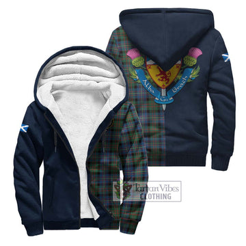 Cameron of Erracht Ancient Tartan Sherpa Hoodie Alba with Scottish Lion Royal Arm Half Style