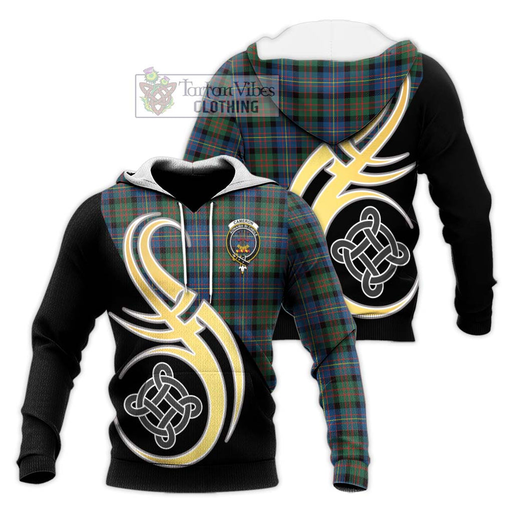 Cameron of Erracht Ancient Tartan Knitted Hoodie with Family Crest and Celtic Symbol Style Unisex Knitted Pullover Hoodie - Tartan Vibes Clothing