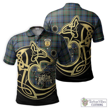 Cameron of Erracht Ancient Tartan Polo Shirt with Family Crest Celtic Wolf Style