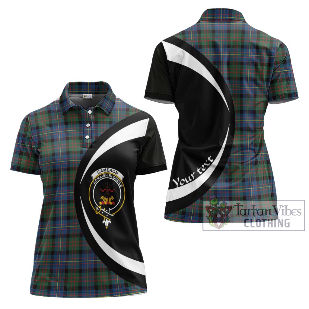 Cameron of Erracht Ancient Tartan Women's Polo Shirt with Family Crest Circle Style Women - Tartan Vibes Clothing