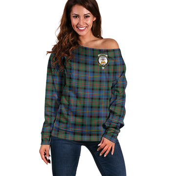 Cameron of Erracht Ancient Tartan Off Shoulder Women Sweater with Family Crest