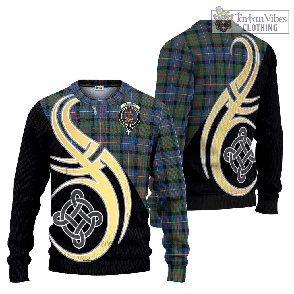 Cameron of Erracht Ancient Tartan Knitted Sweater with Family Crest and Celtic Symbol Style Unisex - Tartan Vibes Clothing