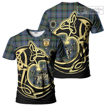 Cameron of Erracht Ancient Tartan T-Shirt with Family Crest Celtic Wolf Style