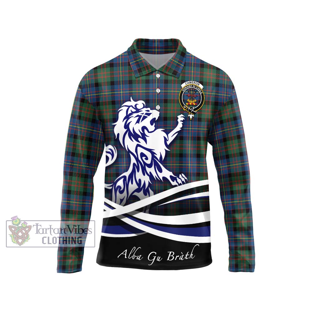 Cameron of Erracht Ancient Tartan Long Sleeve Polo Shirt with Alba Gu Brath Regal Lion Emblem Unisex - Tartanvibesclothing Shop