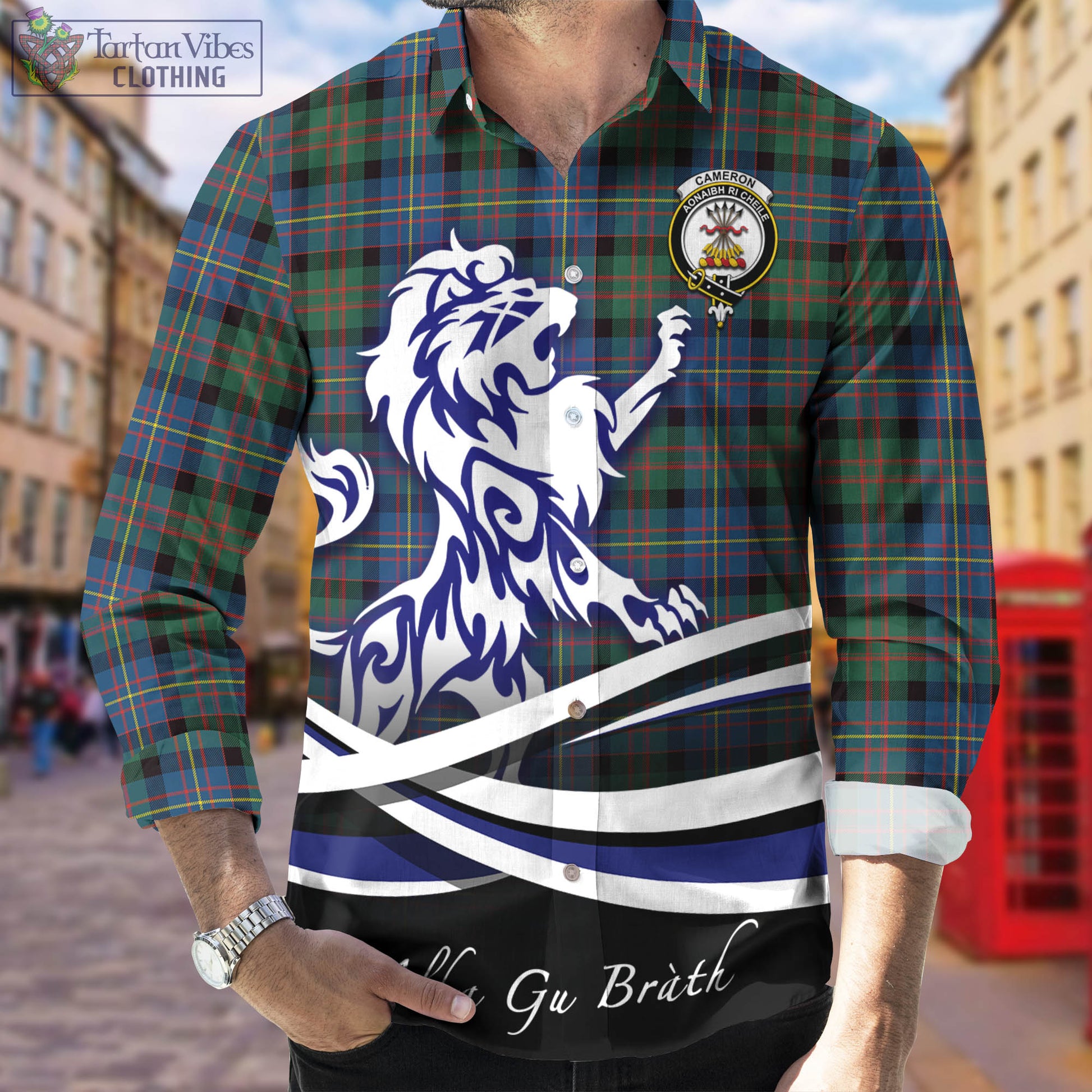 cameron-of-erracht-ancient-tartan-long-sleeve-button-up-shirt-with-alba-gu-brath-regal-lion-emblem