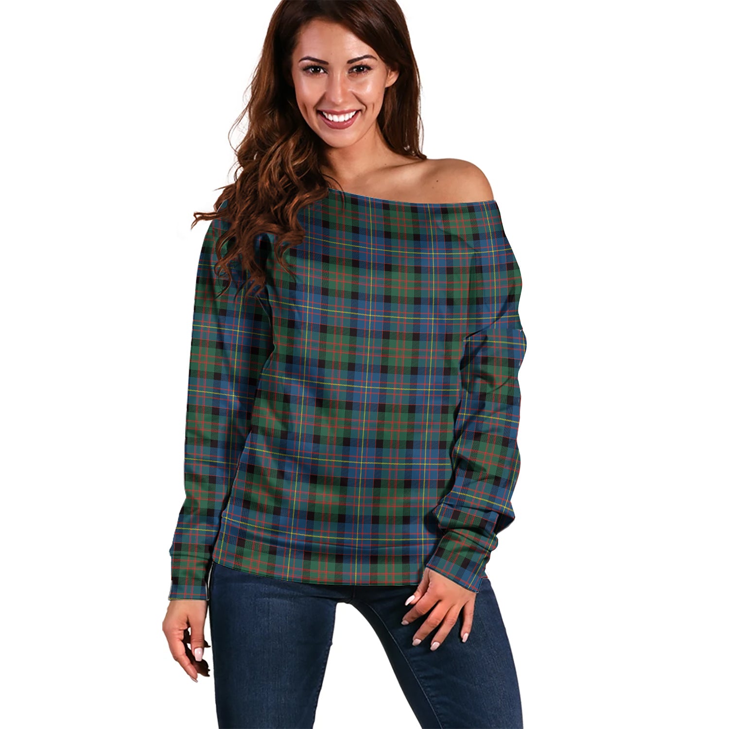 Cameron of Erracht Ancient Tartan Off Shoulder Women Sweater Women - Tartanvibesclothing