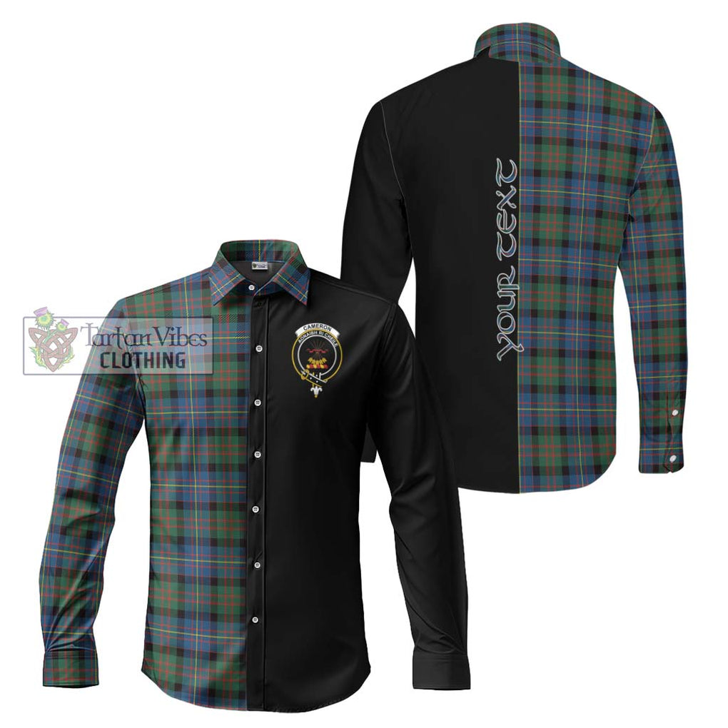 Cameron of Erracht Ancient Tartan Long Sleeve Button Shirt with Family Crest and Half Of Me Style Men's Shirt S - Tartanvibesclothing Shop