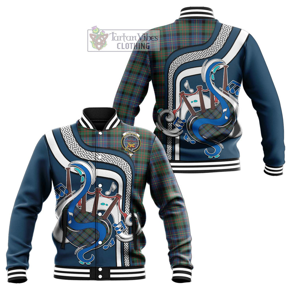 Tartan Vibes Clothing Cameron of Erracht Ancient Tartan Baseball Jacket with Epic Bagpipe Style