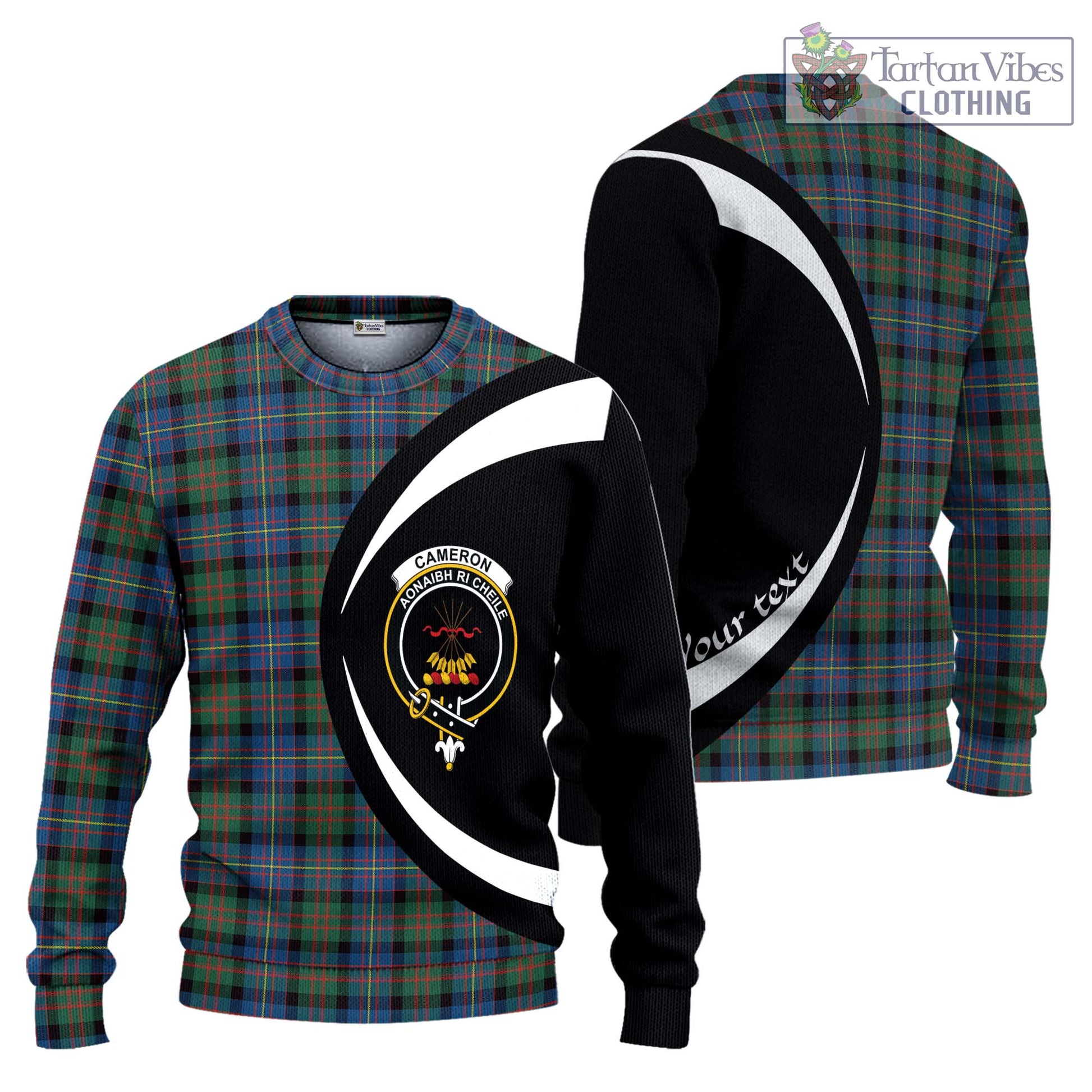 Cameron of Erracht Ancient Tartan Ugly Sweater with Family Crest Circle Style Unisex - Tartan Vibes Clothing